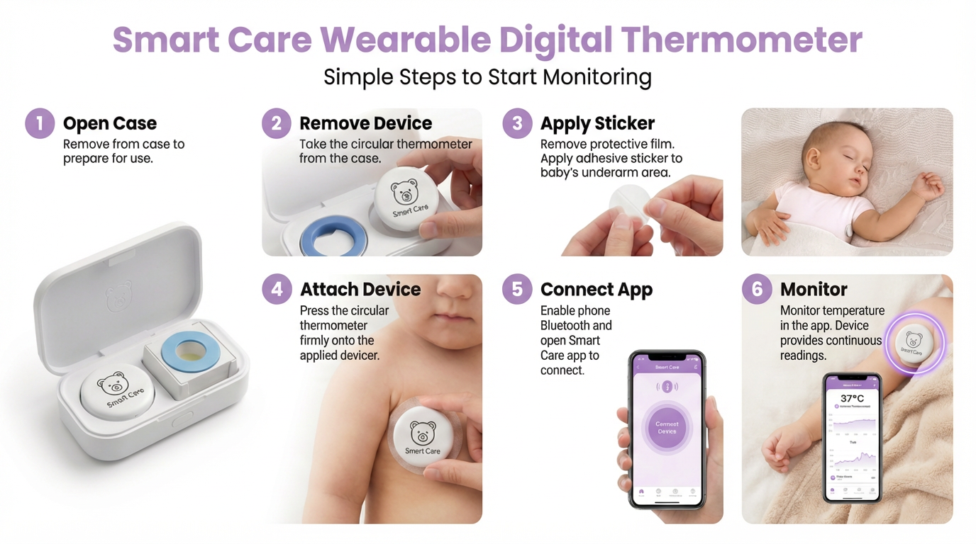 Нов 2026 - Baby and kids термометър Smart Care и 20 бр. лепенки