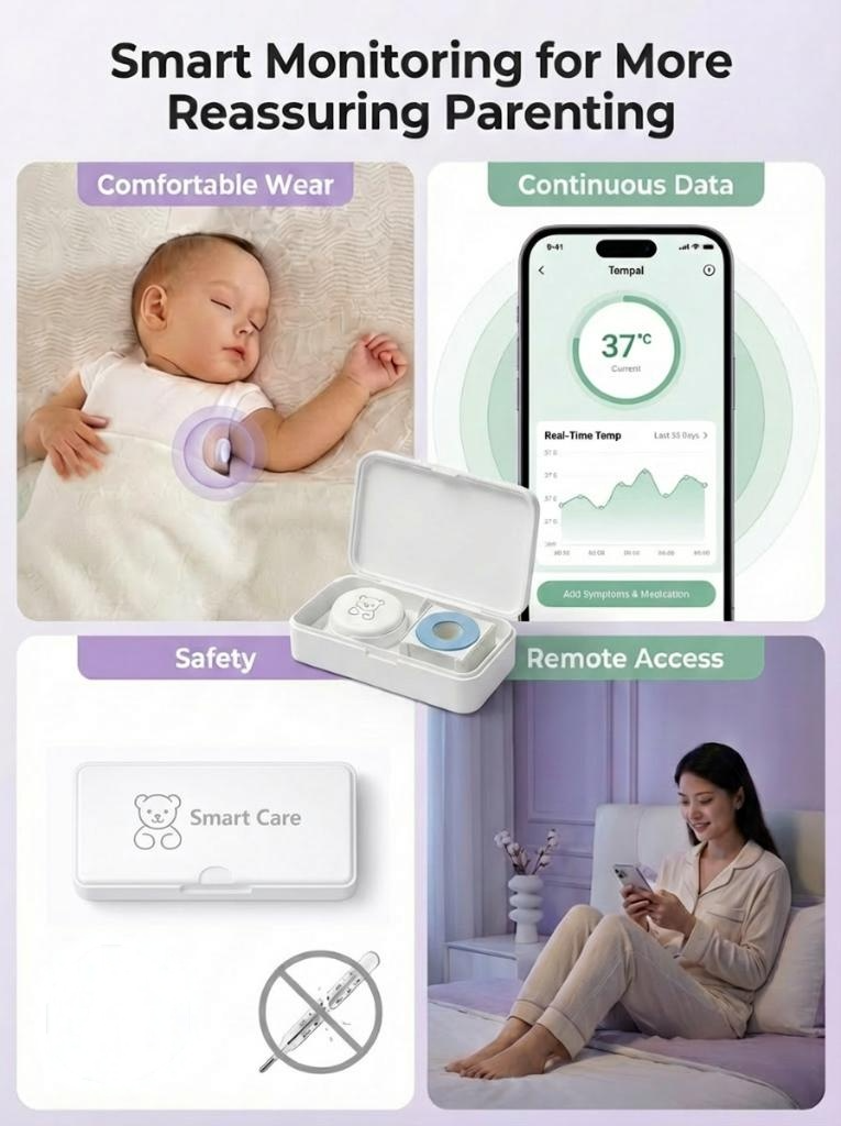 Нов 2026 - Baby and kids термометър Smart Care и 20 бр. лепенки